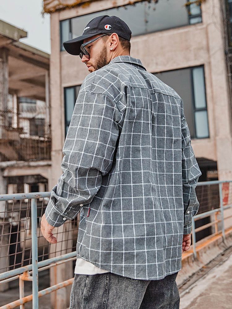 Oversized Shirt Casual Baggy Comfortable Check